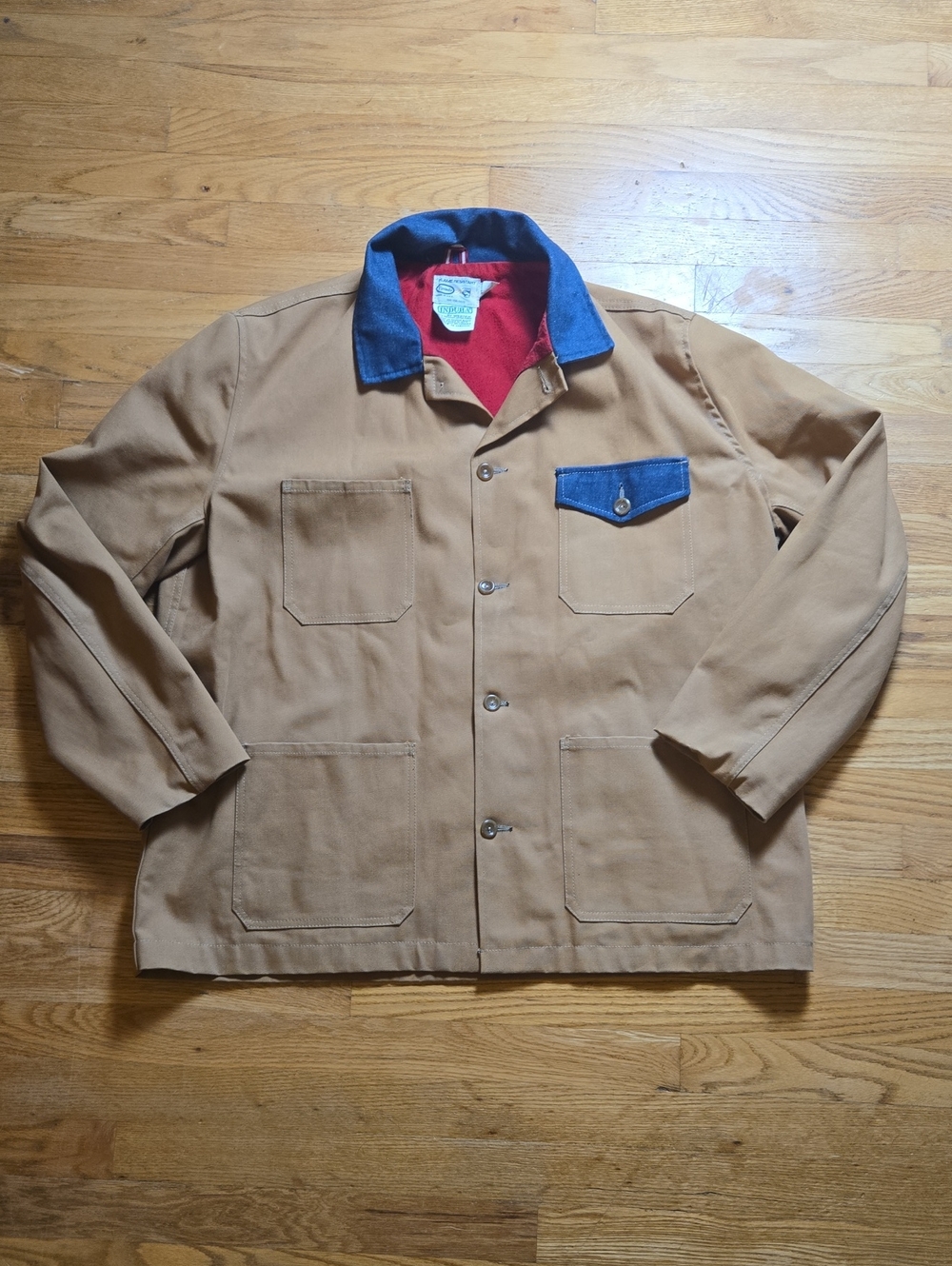 Vintage 70s Union Made Indura by Westex FR canvas denim trim work chore jacket